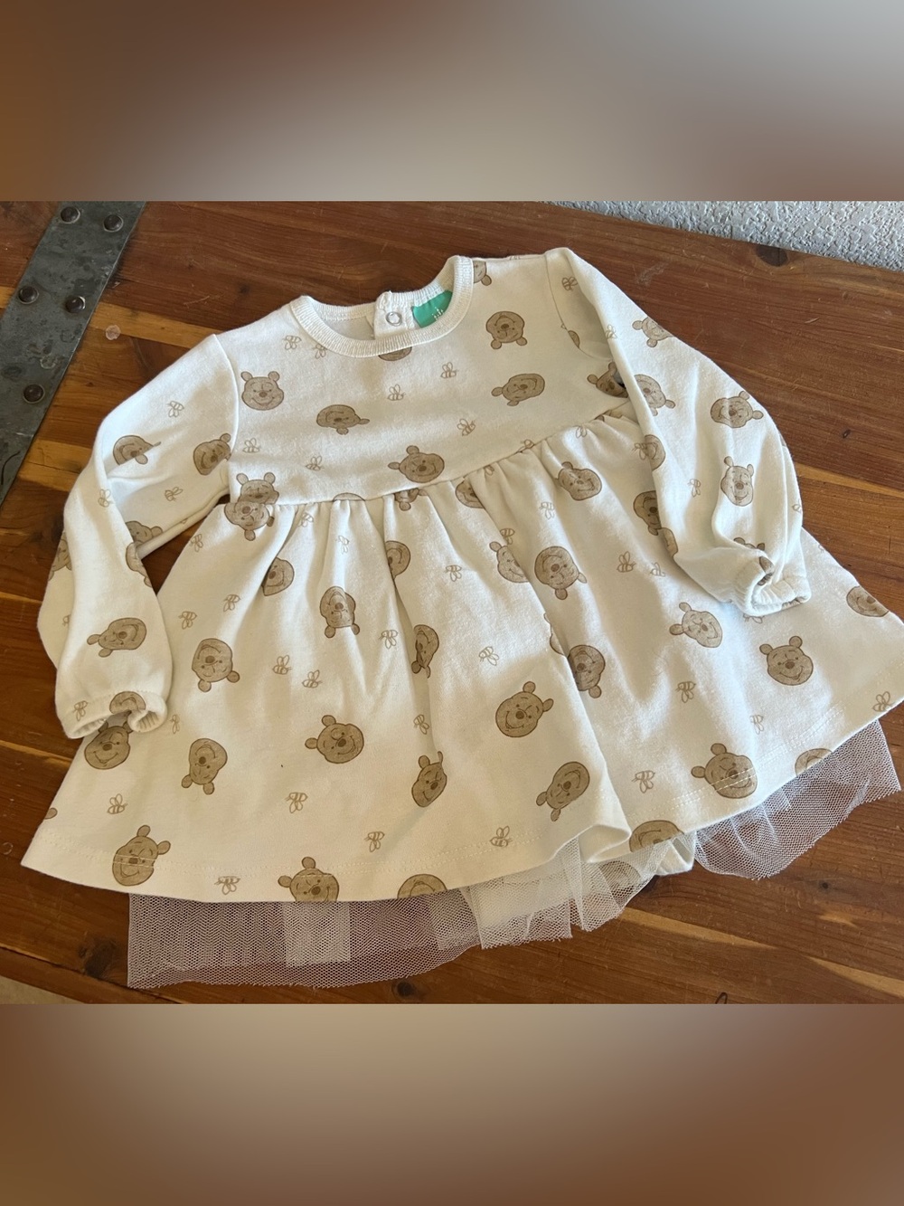 Disney Baby Cream and Light Brown Winnie the Pooh Bodysuit Dress